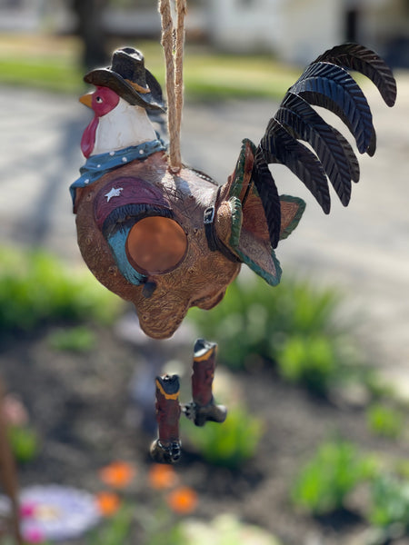 Cowboy Rooster Birdhouse